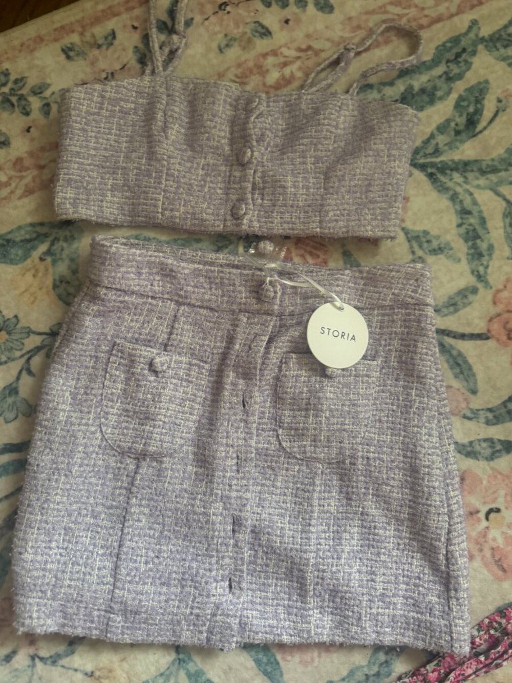 Purple tweed Storia Skirt set